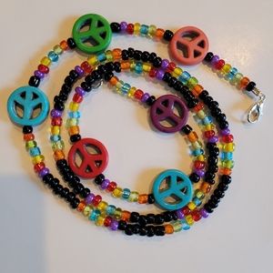 Peace sign face mask chain necklace holder